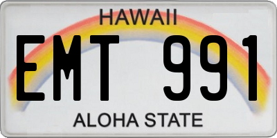 HI license plate EMT991