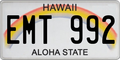 HI license plate EMT992