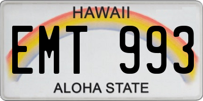 HI license plate EMT993