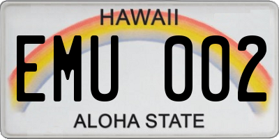 HI license plate EMU002