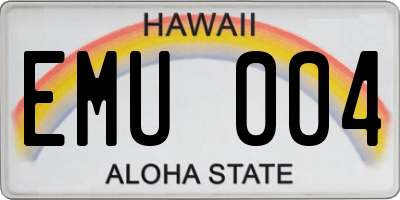 HI license plate EMU004