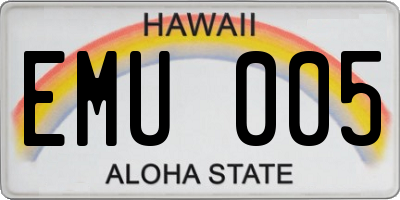 HI license plate EMU005