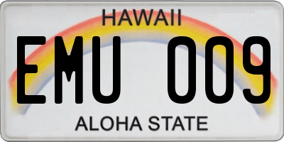 HI license plate EMU009