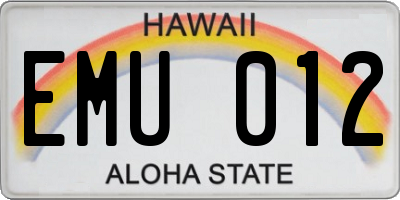 HI license plate EMU012