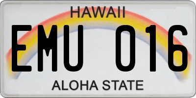 HI license plate EMU016