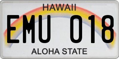 HI license plate EMU018