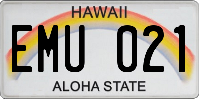 HI license plate EMU021