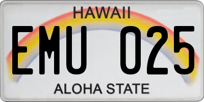 HI license plate EMU025
