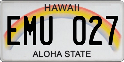 HI license plate EMU027
