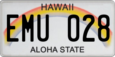 HI license plate EMU028