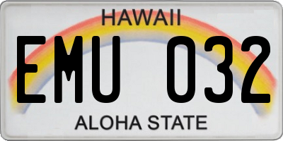 HI license plate EMU032