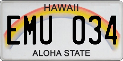 HI license plate EMU034