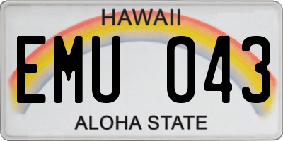 HI license plate EMU043