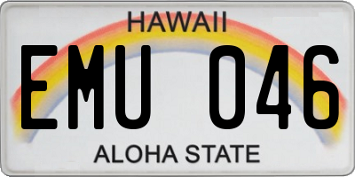 HI license plate EMU046
