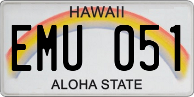 HI license plate EMU051