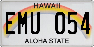 HI license plate EMU054