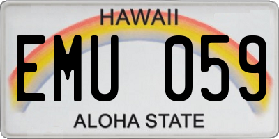 HI license plate EMU059