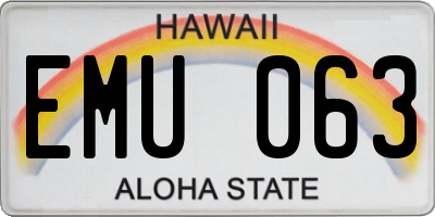 HI license plate EMU063