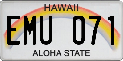 HI license plate EMU071