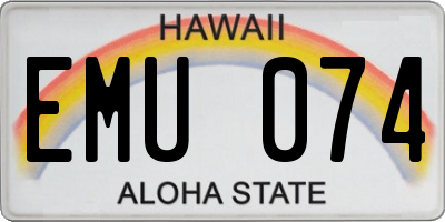 HI license plate EMU074