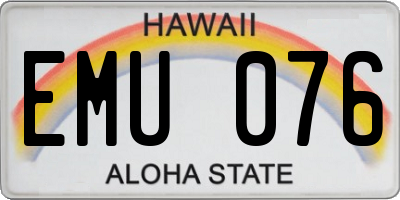 HI license plate EMU076
