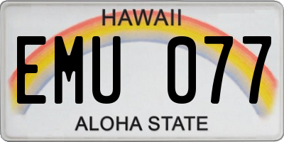 HI license plate EMU077