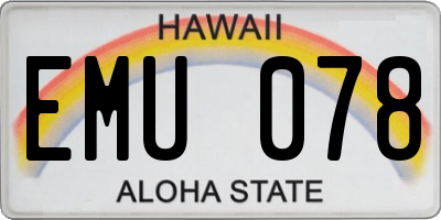 HI license plate EMU078
