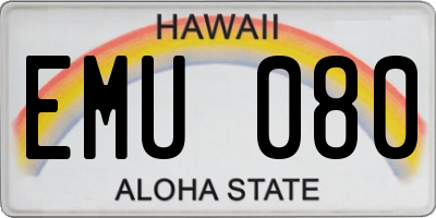 HI license plate EMU080