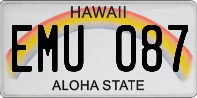 HI license plate EMU087