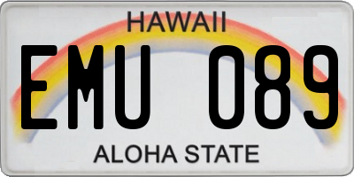 HI license plate EMU089