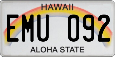 HI license plate EMU092
