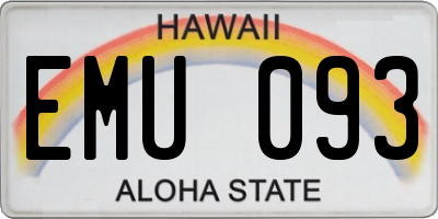 HI license plate EMU093