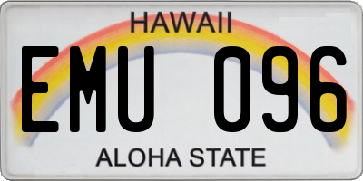 HI license plate EMU096