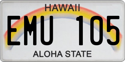HI license plate EMU105