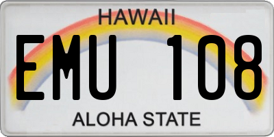 HI license plate EMU108