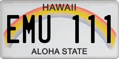 HI license plate EMU111