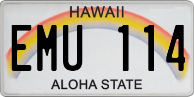 HI license plate EMU114