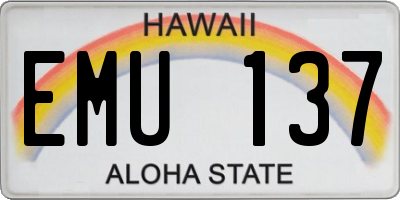 HI license plate EMU137