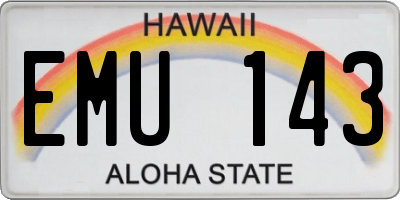 HI license plate EMU143