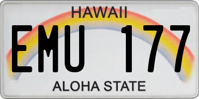 HI license plate EMU177