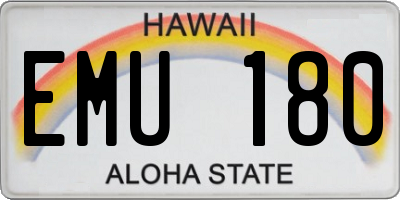 HI license plate EMU180