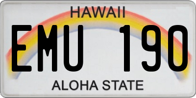 HI license plate EMU190