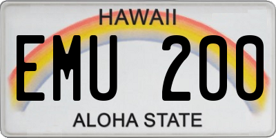 HI license plate EMU200