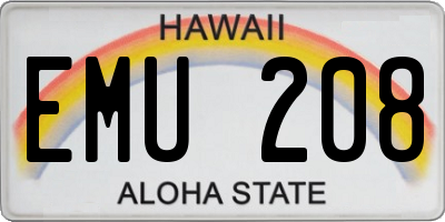 HI license plate EMU208