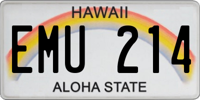 HI license plate EMU214