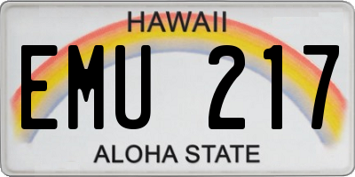 HI license plate EMU217