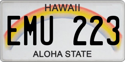 HI license plate EMU223