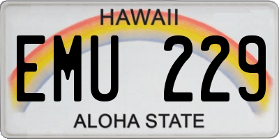 HI license plate EMU229