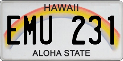 HI license plate EMU231