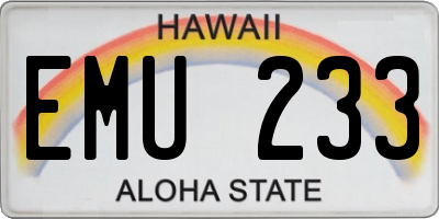 HI license plate EMU233